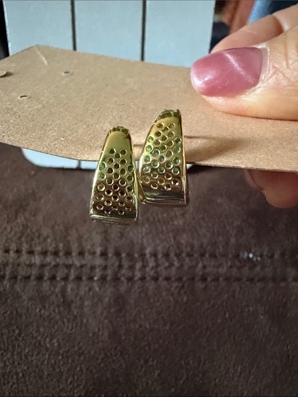 Turquoise Crystal Pavé Gold-Tone Stud Earrings - Women Jewelry - Picture 3 of 3